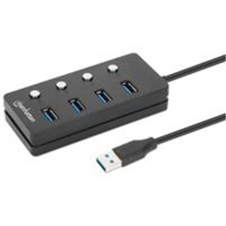 HUB/MANHATTAN/180887/HUB USB 3.2 CON 4 PUERTOS TIPO-A E INTERRUPTOR POR PUERTO