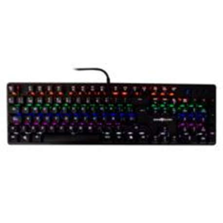 TECLADO MECÁNICO / GAME FACTOR / KBG400, RETROILUMINADO, SWITCH BLUE, USB, ROSA