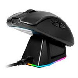 MOUSE GAME FACTOR MOW800, INALÁMBRICO 2.4G+BT, PIXART 3395 4K, 26,000 DPI, BASE RGB, ULTRALIGERO, NEGRO