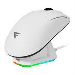 MOUSE / GAME FACTOR / MOW800, INALÁMBRICO 2.4G+BT, PIXART 3395 4K, 26,000 DPI, BASE RGB, ULTRALIGERO, BLANCO
