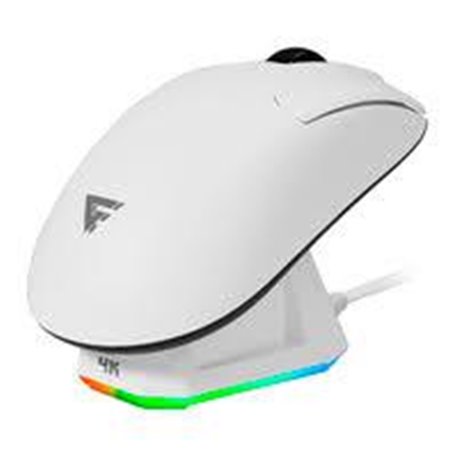 MOUSE / GAME FACTOR / MOW800, INALÁMBRICO 2.4G+BT, PIXART 3395 4K, 26,000 DPI, BASE RGB, ULTRALIGERO, BLANCO