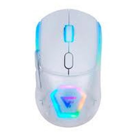 MOUSE / GAME FACTOR / MOW700 INALÁMBRICO, CARCASAS INTERCAMBIABLES, 2.4G+BT, PIXART 3395, 26,000 DPI, RGB, BLANCO