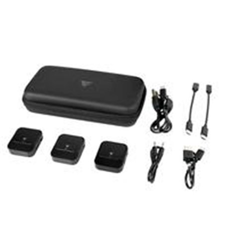 KIT 2 MICRÓFONOS LAVALIER / GAME FACTOR / MCL650 USB C, 2.4GHZ, ULTRA BAJA LAT, CANC DE RUIDO, NEGRO.