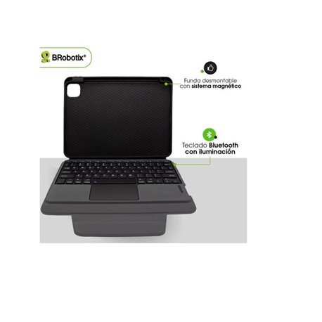 Funda Brobotix con teclado bluetooth y panel tactil para iPAD AIR 13 2024 modelo 6007822 color Negro