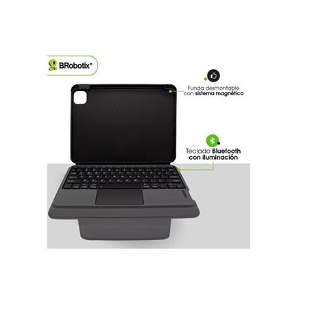 Funda Brobotix con teclado bluetooth y pantalla tactil para IPAD PRO 13 (M4) 2024 modelo 6007846 color Negro