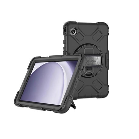 Funda Manhattan de uso rudo para Samsung Galaxy Tab A9 8.7 pulgadas negro correa de mano y hombro