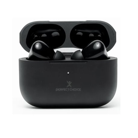 Audifonos Perfect Choice TWS ENC carga inalambrica modelo PC-117186 Nesh color Negro