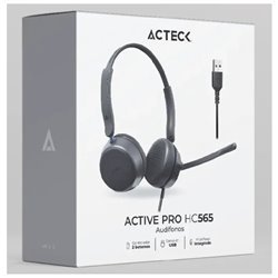 Audifonos Alambricos Acteck Active Pro HC565 Negro Plastico USB-A Macho 1.8mts 230g