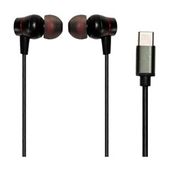 Audifonos alambricos Naceb color Negro IN-EAR USB-C con control
