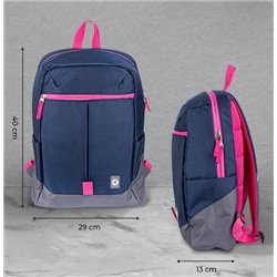 Mochila Techzone Rainbow para portatil 16p Azul c/gris y rosa Forro 100% Poliester 43 x 30 x 14 cm