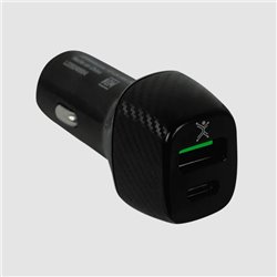Adaptador de Corriente Perfect Choice para Auto 20W 2 Puertos USB Tipo C y A modelo PC-240884 color Negro