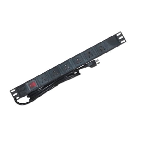 Barra Saxxon PDU con 6 Contactos Individuales 15 Amp 120V 1UR Protección contra rayos Aleación de Aluminio