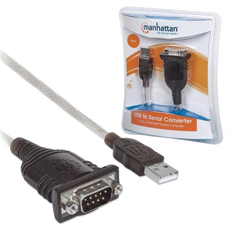 CONVERTIDOR MANHATTAN USB A SERIAL DB9M 45CM 256KBPS