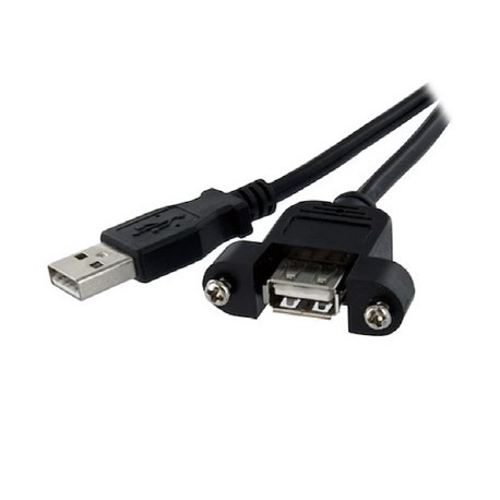 Cable Startech de 30cm USB 2.0 para Montar Empotrar en Panel - Extensor Macho a Hembra USB A - Negro Modelo USBPNLAFAM1