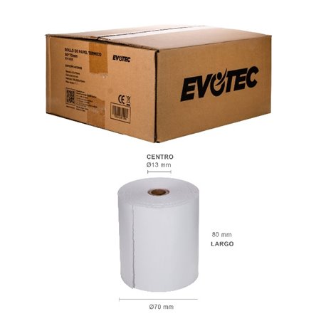 Caja de papel termico Evotec con 50 rollos 80*70mm modelo EV-3021C