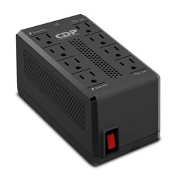 Regulador CDP RAVR1408 1410 VA/700W 8 contactos NEMA5-15R (4 c/ AVR/supresión y 4 c/supresión) botón encendido 98Vca - 145Vca