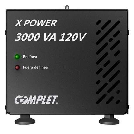 Regulador electrónico de voltaje COMPLET X-POWER ERV-10-006 3000VA potencia 3000W voltaje 120V 2x NEMA 5-15R y banco de terminal