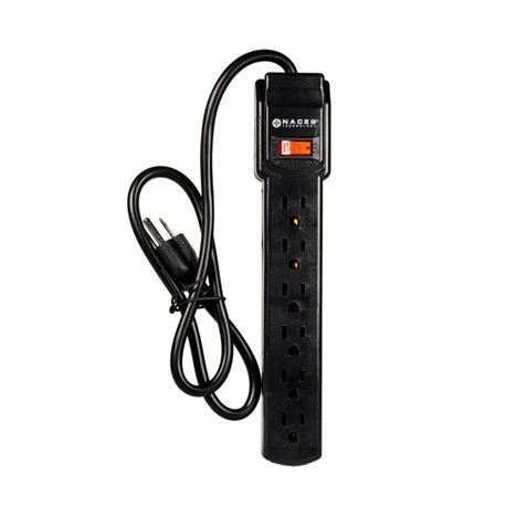 Barra Multicontacto Naceb 6 socket con switch modelo NA-0706 color Negro