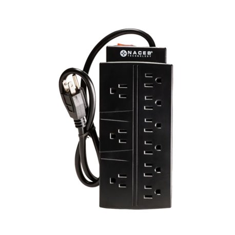 Barra Multicontacto Naceb 9 socket con switch modelo NA-0707 color Negro