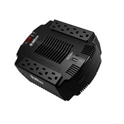 Regulador SAGEnergy SER-1200W (S01035) 2400 VA / 1200W 8x NEMA 5-15R AVR carcasa de plástico 1x USB-A y 1x USB-C 2.1A max c/u