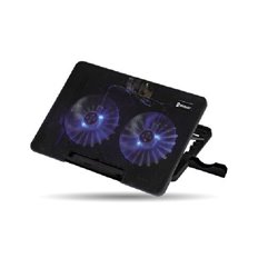 Soporte ventilado Brobotix iluminado de angulo ajustable para portatil y celular modelo 6000441 color Negro