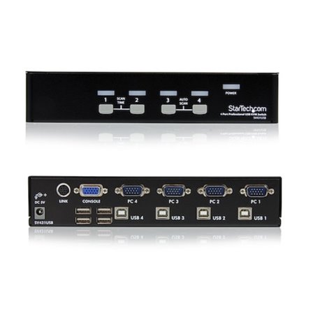 Switch KVM Startech de 4 puertos con USB 1 usuario Local controlar hasta 4 computadoras 1920 x 1440 - 8x USB - 5x VGA Modelo SV4