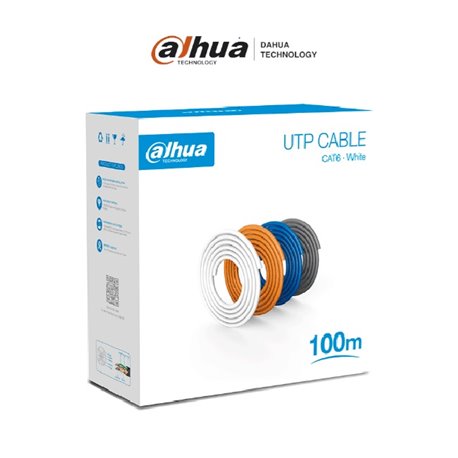 Bobina Dahua PFM920I-6UN-C-100 de 100 Mts de Cable UTP Cat6/ 100% Cobre/ Blanca/ Cubierta Retardante de Flama con Certificación 
