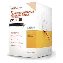 Bobina Linkedpro PRO-CAT-6-PLUS cable de 305 m Cat6+ Calibre 23 Alto Rendimiento ETL UL color azul super flexible Uso interior