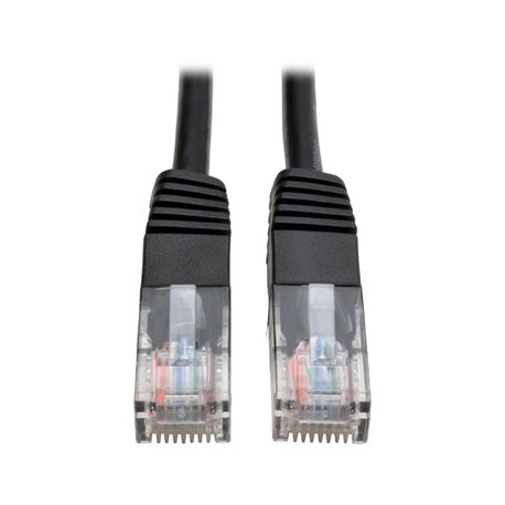 Cable patch UTP TrippLite N002-001-BK CAT 5E negro 30.48 cm (1 pie) PoE RJ45 M/M Moldeado 350 MHz