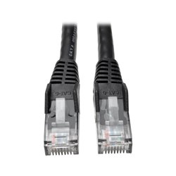 Cable patch UTP TrippLite N201-001-BK CAT 6 color negro 30.48 cm (1 pie) gigabit PoE RJ45 M/M Moldeado Snagless
