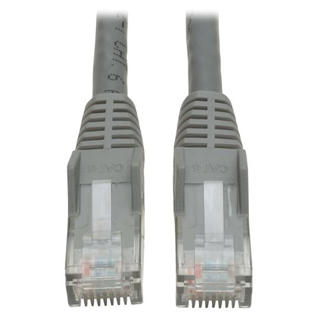 Cable patch UTP TrippLite N201-007-GY-BK CAT 6 color gris 2.13 m (7 pies) gigabit PoE RJ45 M/M Moldeado Snagless