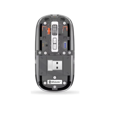 Mouse inalambrico Brobotix recargable glass conexion 2.4 GHz BT 1600 DPI modelo 6000823 Trasparente