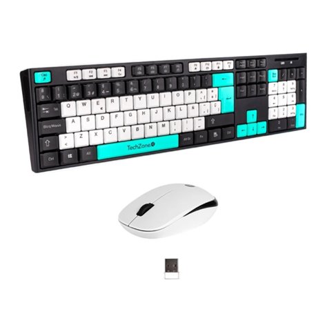 Kit Teclado y Mouse Techzone Gradient Negro c/azul menta y blanco conexión inalámbrica con 105 teclas y Mouse con 3 Botones DPI 