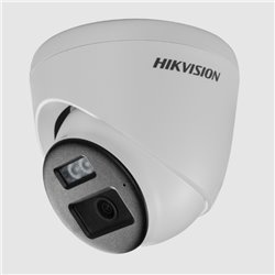 Camara Hikvision DS-2CE78K0T-LTS Turret turbohd 3k 5mpx lente 2.8 mm IR 40 m + 40 m luz blanca audio bidireccional microfono y b