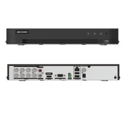 DVR Hikvision IDS-7208HUHI-M1/XT 8 canales IP 8 mpx 4k audio de dos vias por coaxial reconocimiento facial ACUSENSE 1 bahia de d