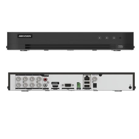 DVR Hikvision IDS-7208HUHI-M1/XT 8 canales IP 8 mpx 4k audio de dos vias por coaxial reconocimiento facial ACUSENSE 1 bahia de d