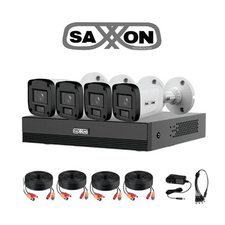 Kit Saxxon SUA-KIT/XVR1E04-I/4-B20P-0280B - Kit 4 Canales HDCVI 1080P/ 4 Camaras B20P 2.8mm Apertura Hasta 100°/ Grabador Soport