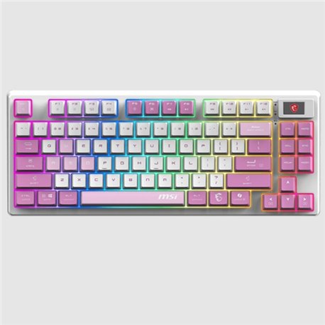 Teclado MSI FORGE GK600 TKL WIRELESS VIOLET RGB 2.4G Ingles inalambrico Bluetooth y USB 2.0 Switches Mecanicos Lineales
