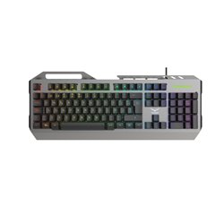 Teclado Naceb metalico alambrico multimedia con iluminacion CYBER STEEL color plateado teclas modelo NA-0966 color Negro