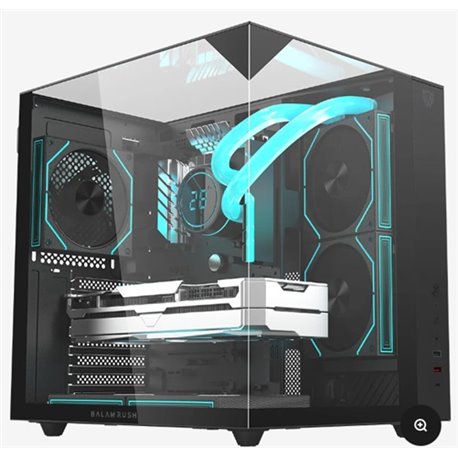 Gabinete Balam Rush Tank Majestic 6600 Media torre negro cristal 3xVentiladores ARGB ATX /Micro ATX/ Mini ITX sin fuente