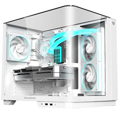 Gabinete Balam Rush Tank Expert Curve 6800 Media torre Blanco cristal 3xVentiladores ATX /Micro ATX/ Mini ITX sin fuente