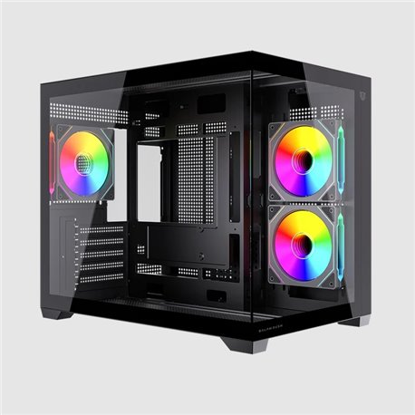 Gabinete Balam Rush Tank Core Pro GI925 Media torre negro cristal 3xVentiladores ARGB ATX sin fuente