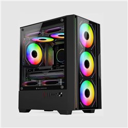 Gabinete Balam Nitrox Edge Pro Crystal 4900C Mini Torre negro cristal 4xVentiladores ARGB sin fuente
