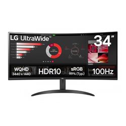 Monitor LG 34 pulg 34WR50QK LED 3440*1440 B Ultra Wide 100Hz FreeSync HDMI/DisplayPort, Negro