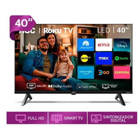 Smart TV AOC 40 pulg RokuTv LED Full HD 1920*1080 Wifi 3HDMI 1USB Ethernet