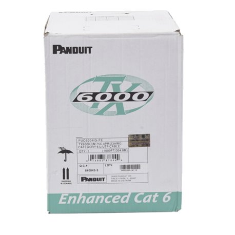 Bobina Panduit de Cable Utp Cat6 mejorado Gris de Cobre TX6000 PanNet, Reelex PUC6004IG-FE