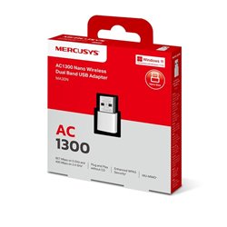 Adaptador inalámbrico Nano USB 2.0 Mercusys MA30N AC1300 (2.4Ghz 400Mbps y 5Ghz 867Mbps) compatible con Windows 11 y 10 (32/64bi