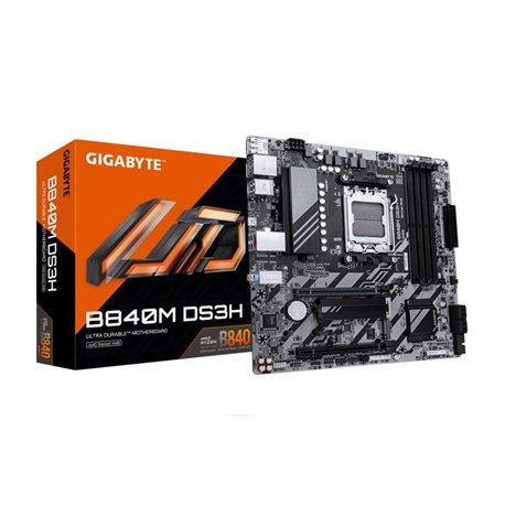 Tarjeta Madre Gigabyte B840M DS3H AMD Socket AM5 4xDDR5 DIMM 1xHDMI 2xDP 1xUSB C 1xRJ45 3xAudio Jacks