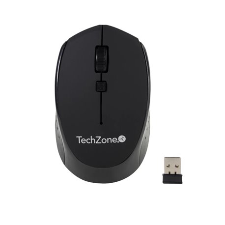 Mouse Techzone Start Black Negro Mate Inalambrico Alcance 10m. 4xBotones DPI 1600 Compatible con Windows y macOS