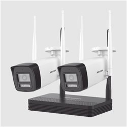 Kit Ip Hikvision NKS424W02H Inalambrico 4 Megapixel / NVS 4 Canales / 2 Camaras Bala para Exterior con Lente 2.8 mm y Dual Light